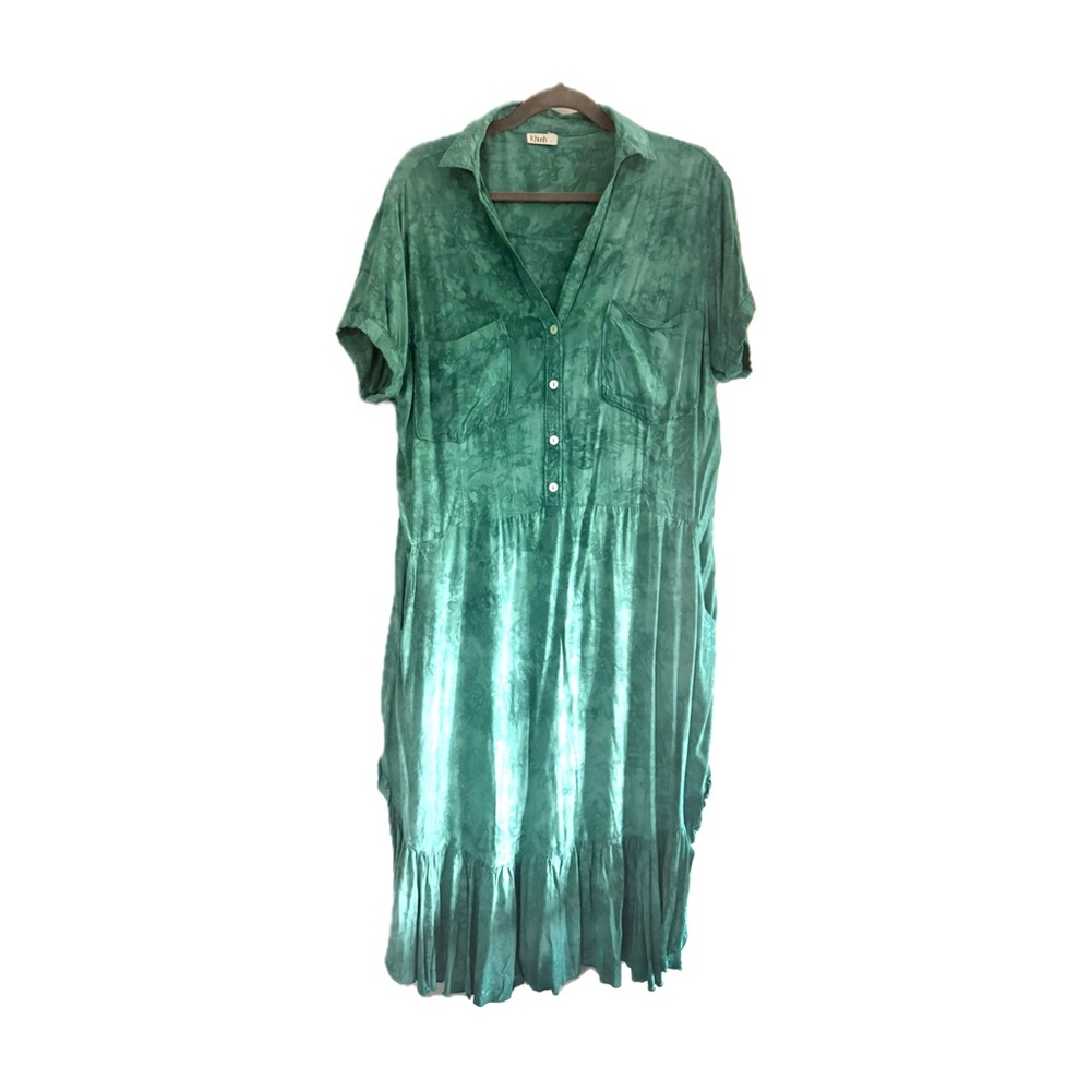 Green Button-Up Midi Dress